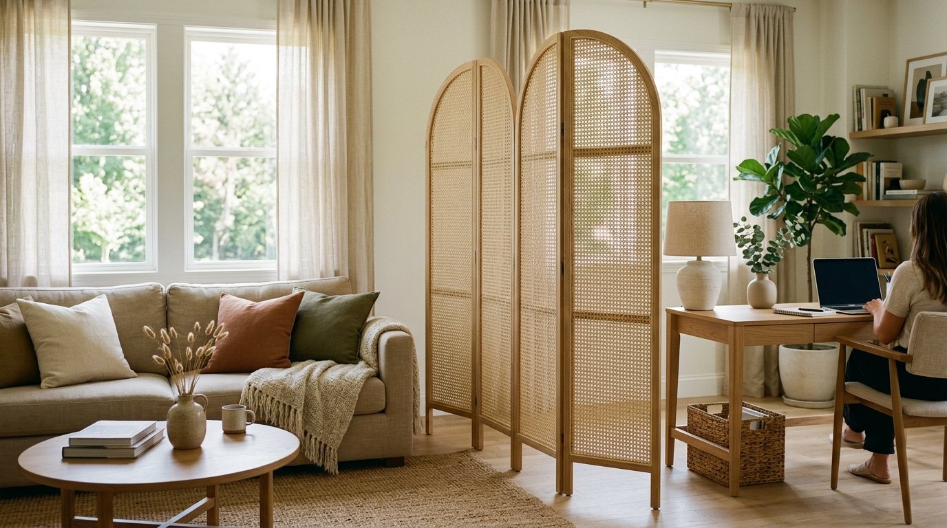 8 Ideias de Biombos e Divisórias para Isolar o Home Office na Sala
