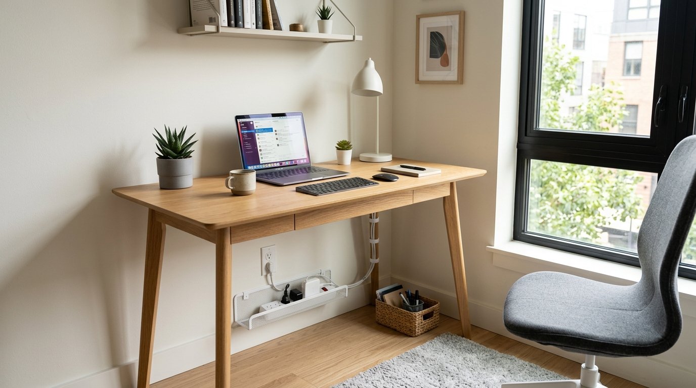 Como Esconder Fios e Cabos do Home Office (Sem Furar a Parede do Aluguel)