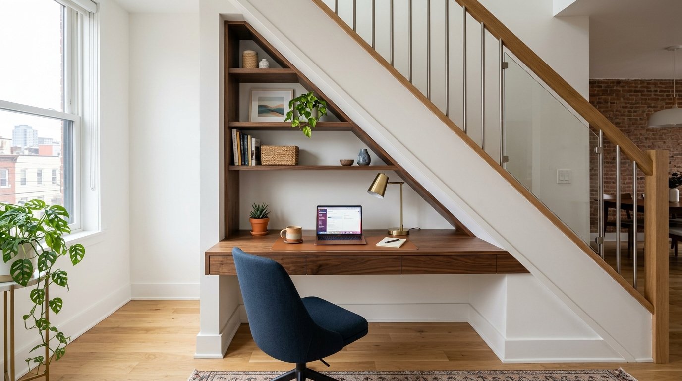 Home Office Criativo: Como Montar um Cantinho de Trabalho em Nichos e Escadas