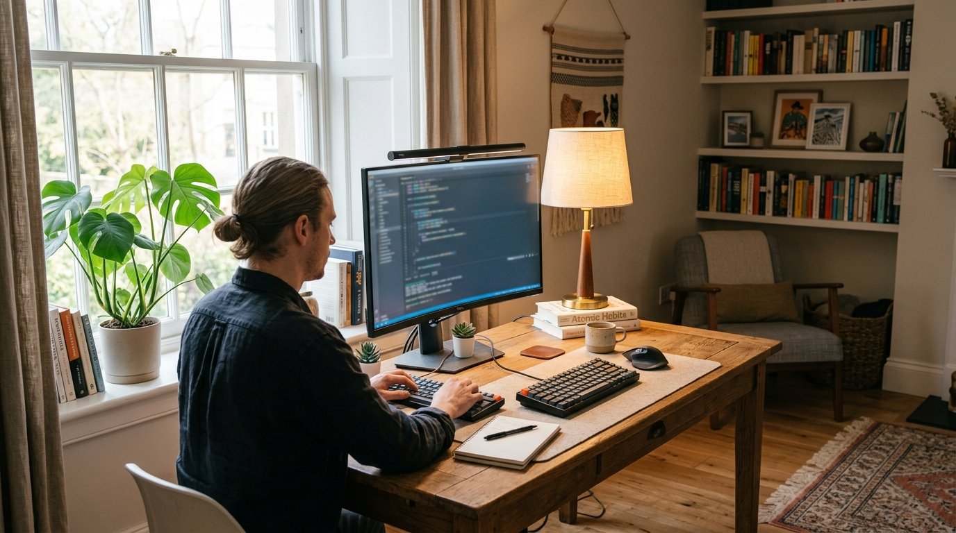 Luz Natural no Home Office: Como usar Cortinas e Espelhos sem ofuscar a tela do PC
