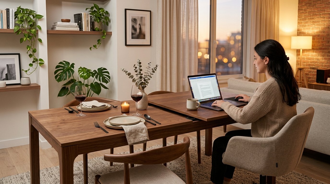 Móveis Multifuncionais: A Mesa de Jantar que Vira Estação de Trabalho