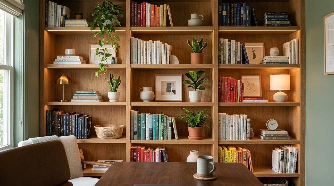 Shelfie Perfeita: Como Organizar a Estante Atrás do seu Home Office para Reuniões